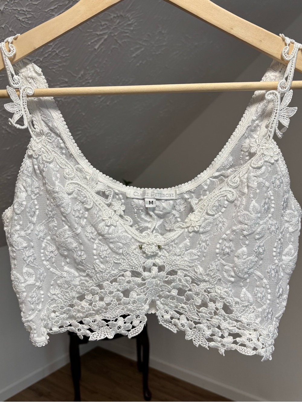 Vintage Claire Pettibone lace, bridal bralette. Size medium